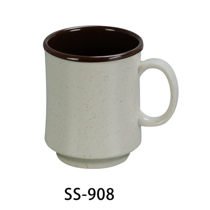 Yanco SS-908 Sesame Melamine 3" x 3 3/4"H Two Tone Coffee Mug - 8 Oz