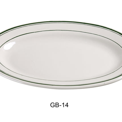 Yanco GB-14 Green Band China 12 1/2" x 9" Platter