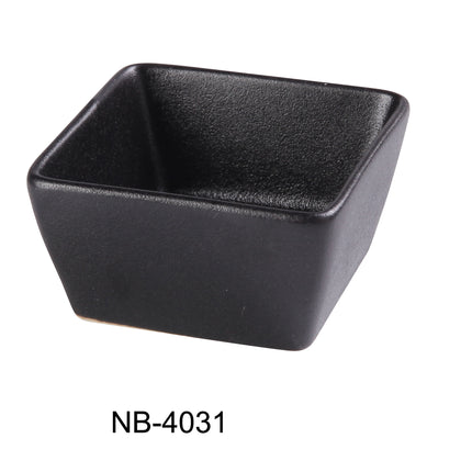 Yanco NB-4031 Noble Black China 3-1/8" x 3" x 1-3/4" Square Sauce Dish 3 Oz