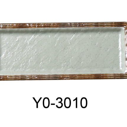 Yanco YO-3010 Yoto Melamine 9 1/2" x 3 3/4" x 3/4" Deep Rectangular Sushi Plate