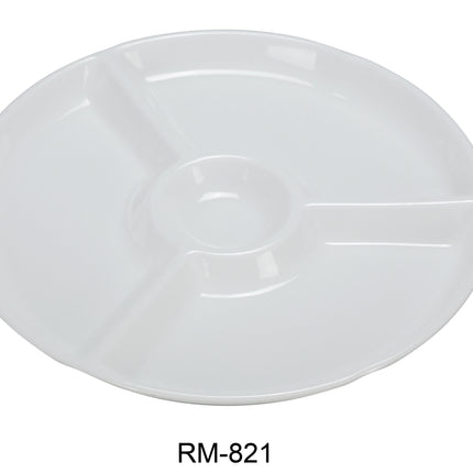 Yanco RM-821 Rome Melamine 12 1/4" 4-Compartment Plate, Round, 1" Deep