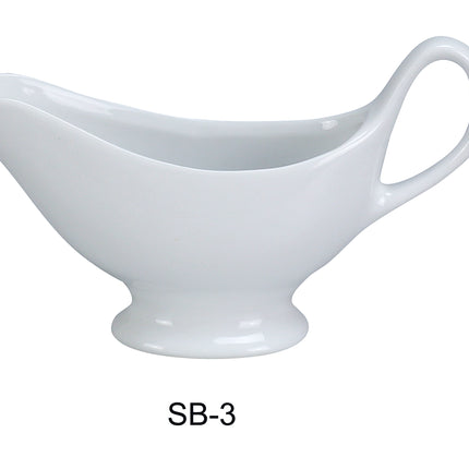 Yanco SB-3 China 7" x 2" x 2 1/4" Sauce Boat 3.5 Oz