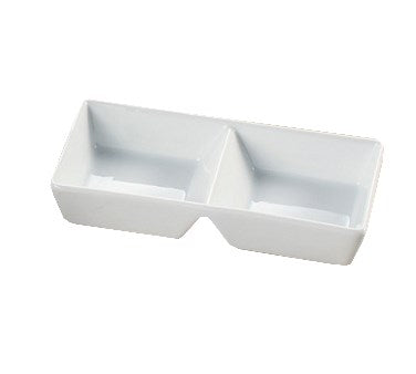 Yanco ML-727 China 7 7/8" x 4" x 1 3/8" Two Divided Tray 6 Oz Each