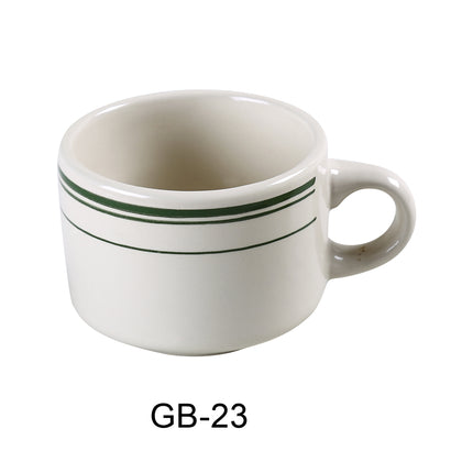 Yanco GB-23 Green Band China 3" x 2 1/2"H Stackable Cup 7 Oz