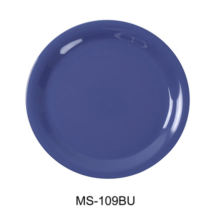 Yanco MS-109BU Melamine 9" Narrow Rim Round Plate Blue Blue