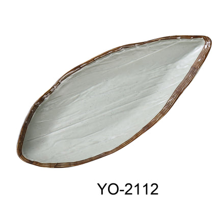 Yanco YO-2112 Yoto Melamine 12" x 5 1/8" x 1 1/2" Oval Display Plate With Foot