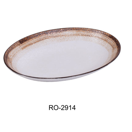 Yanco RO-2914 Rockeye-2 China 14" x 10 1/2" x 2" Deep Oval Plate 36 Oz