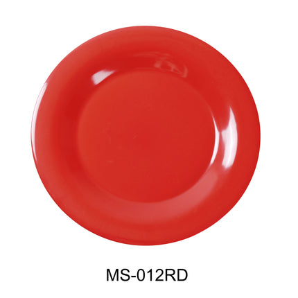 Yanco MS-012RD Melamine 12" Wide Rim Round Plate Orange Red