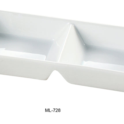 Yanco ML-728 China 10" x 4" x 1 5/8" Two Divided Tray 10 Oz Each