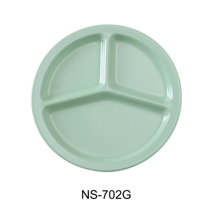 Yanco NS-702G Nessico Melamine 10" 3-Compartment Plate Green