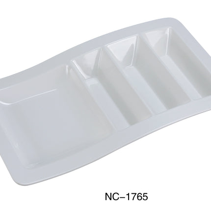 Yanco NC-1765 Melamine 14 3/4" x 8 3/4" x 1 3/4" Stackable Taco Plate White