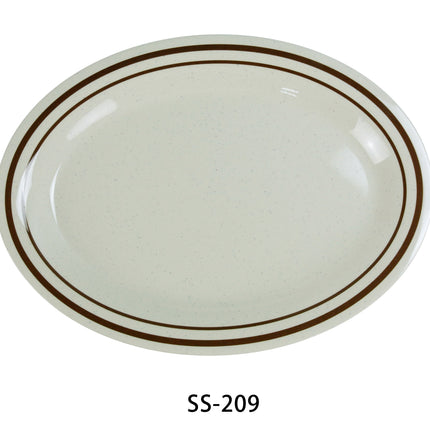 Yanco SS-209 Sesame Melamine 9 1/2" x 7 1/4" Oval Platter