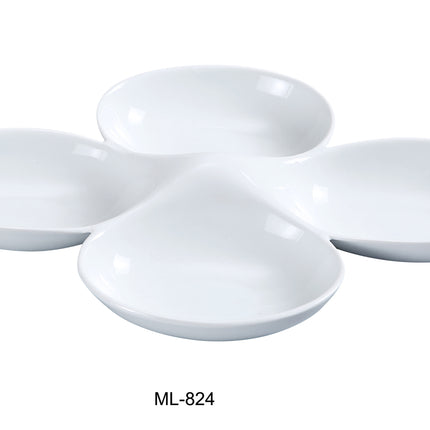 Yanco ML-824 China 13 1/2" x 8 3/4" Four Divided Bowl 5 Oz Each