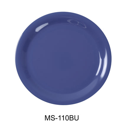 Yanco MS-110BU Melamine 10 1/2" Narrow Rim Round Plate Blue