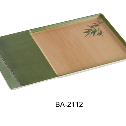 Yanco BA-2112 Bamboo Style Melamine 12 1/2" Rectangular Plate