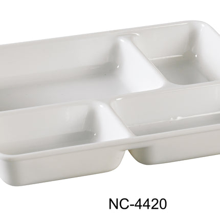 Yanco NC-4420 Compartment Collection Melamine 9 1/2" x 7" x 1 1/4" 4-Divided Deep Compartment